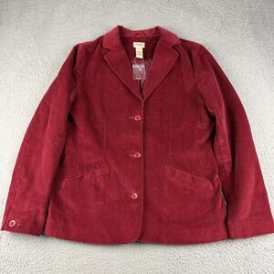 LL Bean Corduroy Blazer Womens 12R Red Lined SOFT Jacket 0YR81